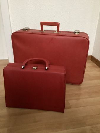 Vintage Kofferset rot zwei Koffer mit Spiegel und Schlüssel