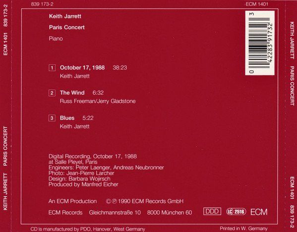 CD: Keith Jarrett PARIS CONCERT Jazz Free Improvisation ECM CD – Usato da Kandergrund venduto da Sososo 1