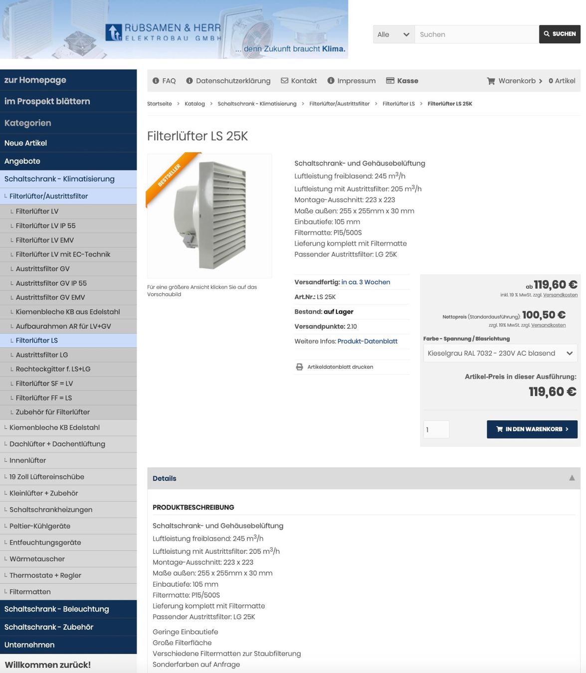 Ventilatori: Filterlüfter Einbauventilator (Filter auswechselbar) LS25K – Nuovo e nell'imballaggio originale da Däniken SO venduto da _Pharao_ 6