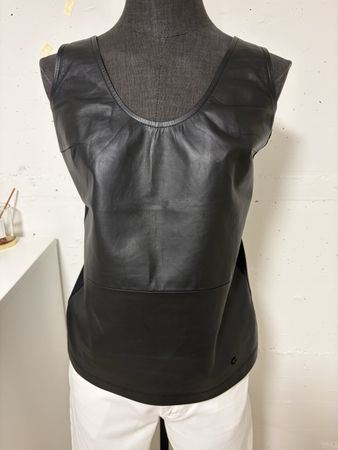 Damen Top Gucci Leder Baumwolle schwarz Grösse XS