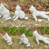 Handgehäkelte Katzen Katze Yoga Set (3 Stück) Unikat