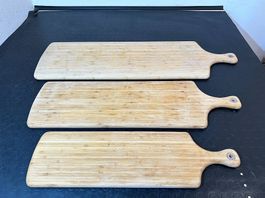 3x Bambus Schneidbrett mit Griff  Set, gebraucht