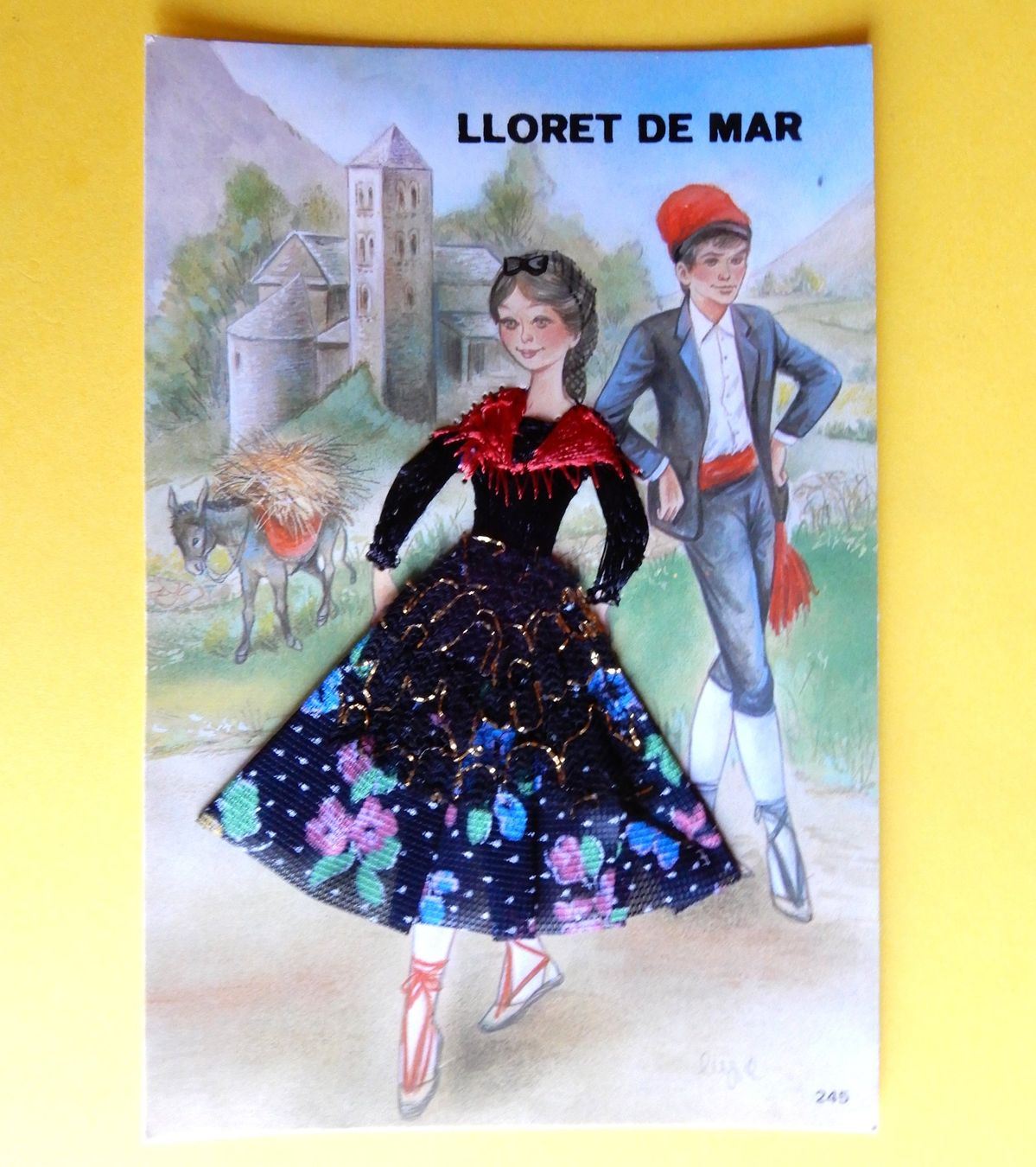 Cartoline postali: Alte Ansichtskarte bestickt Spanien – Usato da Senèdes venduto da Framboise52