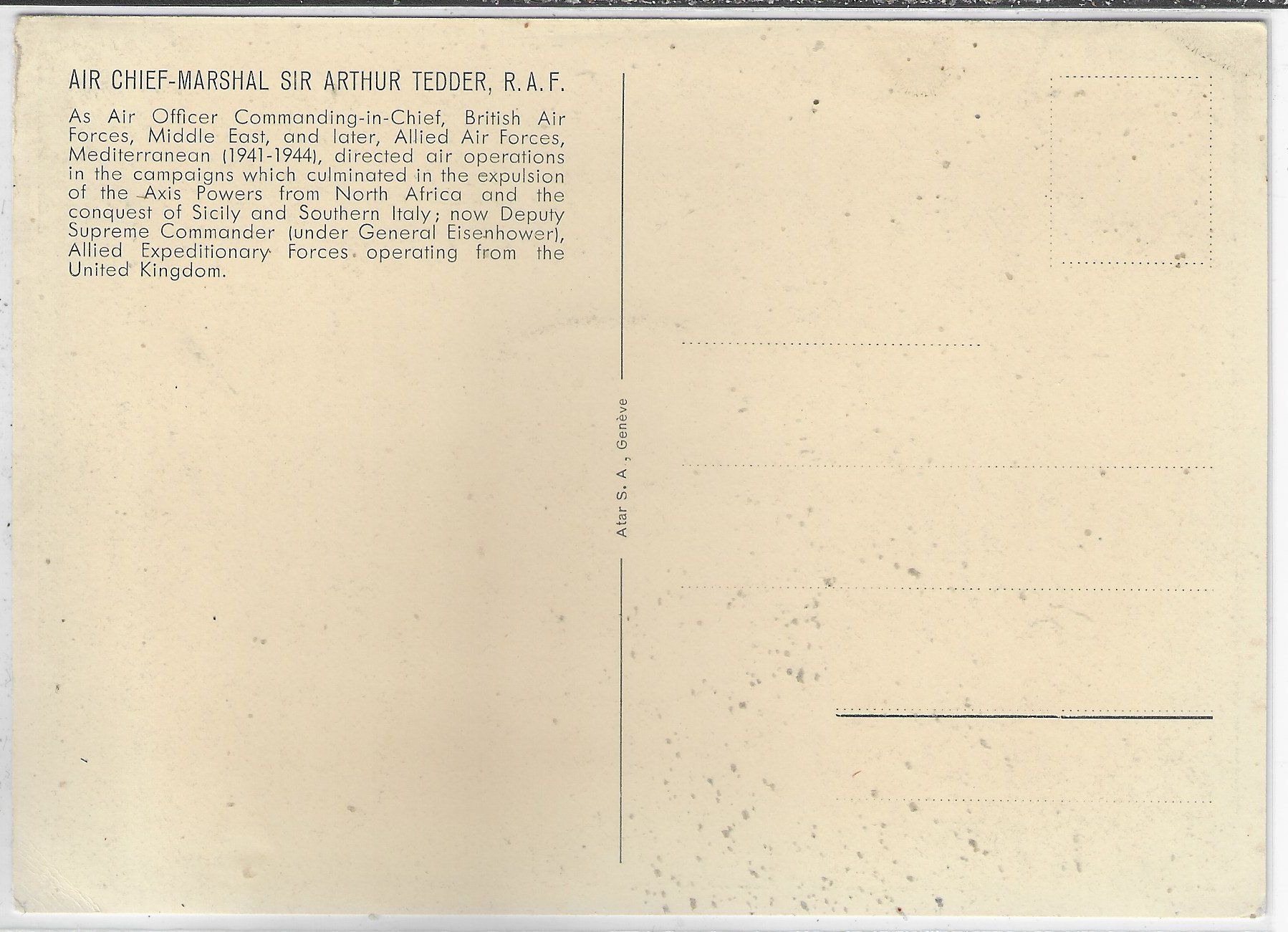 Ansichtskarten: Air Chief-Marshal Sir Arthur Tedder R.A.F – Gebraucht aus Ettingen von Kartenplanet 1