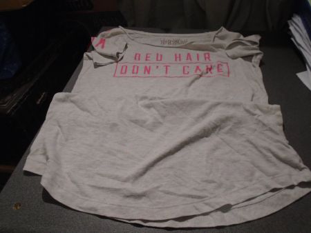 T-Shirt Grösse XS, Pink, grau/pink, Aufdruck: Bed Hair