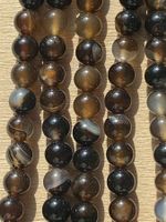 Strang echte coffe striped agate kugeln / stone beads 6 mm