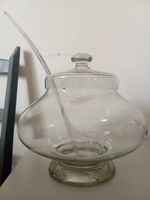 Bowle Glas Schale mit Löffel und Deckel gebraucht