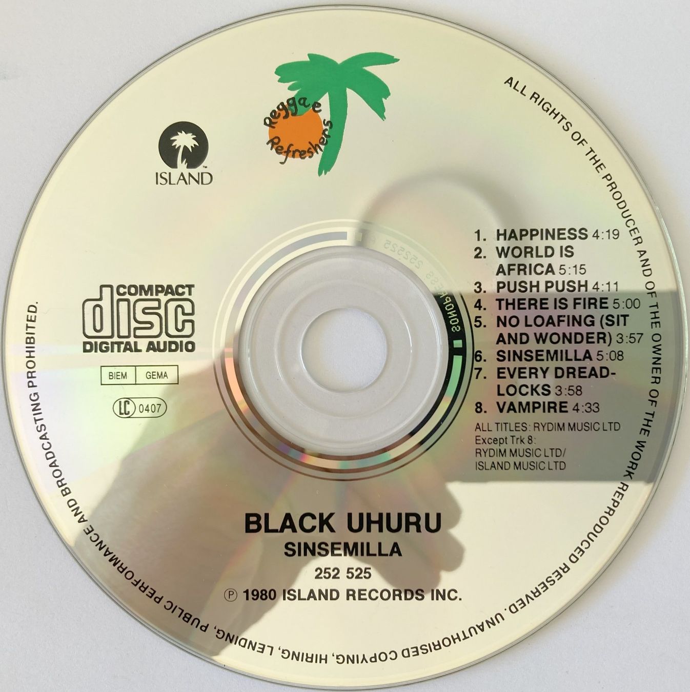 CD: BLACK UHURU - SINSEMILLA (1 CD) – Usato da Bottens venduto da hotter-than-hell 2