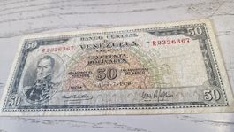 50 Bolivares Venezuela 1970 Banknote guter Zustand