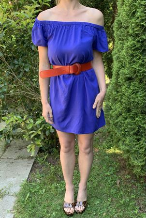 Chic Vestito di viscosa blu elettrico,tgS/L👌feste👌vacanze