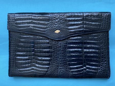 Elegante Vintage Leder Handtasche in Kroko Optik