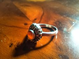 Silber Ring Karneol und Markasiten