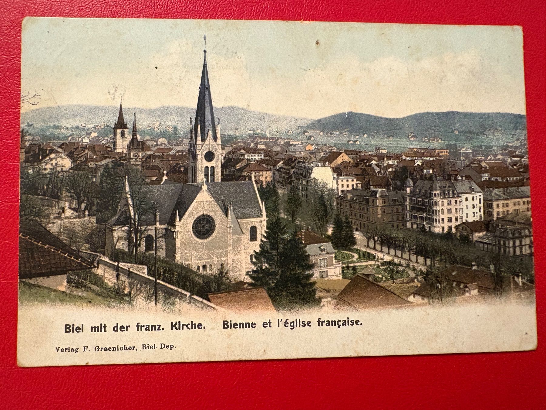 Cartoline postali: 1906 // Biel mit franz. Kirche – Usato da St-Légier-Chiésaz venduto da Theo006