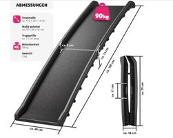 Hunderampe klappbar und rutschfest, Führungsschienen, 155 x