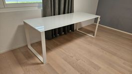 Schreibtisch mit Glasplatte, 200x80x73cm, weiss