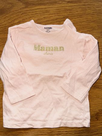 Süsses Kiabi Baby-Shirt "Maman chérie" Grösse 6M Rosa
