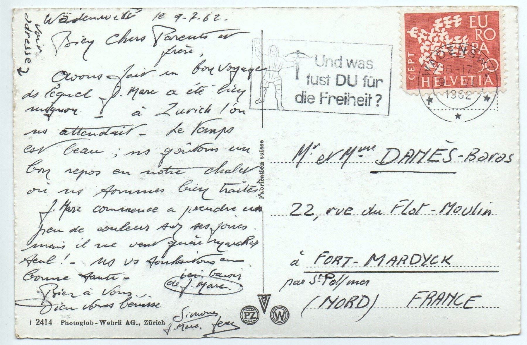 Cartoline postali: WÄDENSWIL Stempel Harry Rusterholz – Usato da Jona venduto da philajona 1