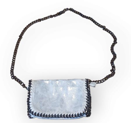 Handtasche Metallic-Weiß mit Kette