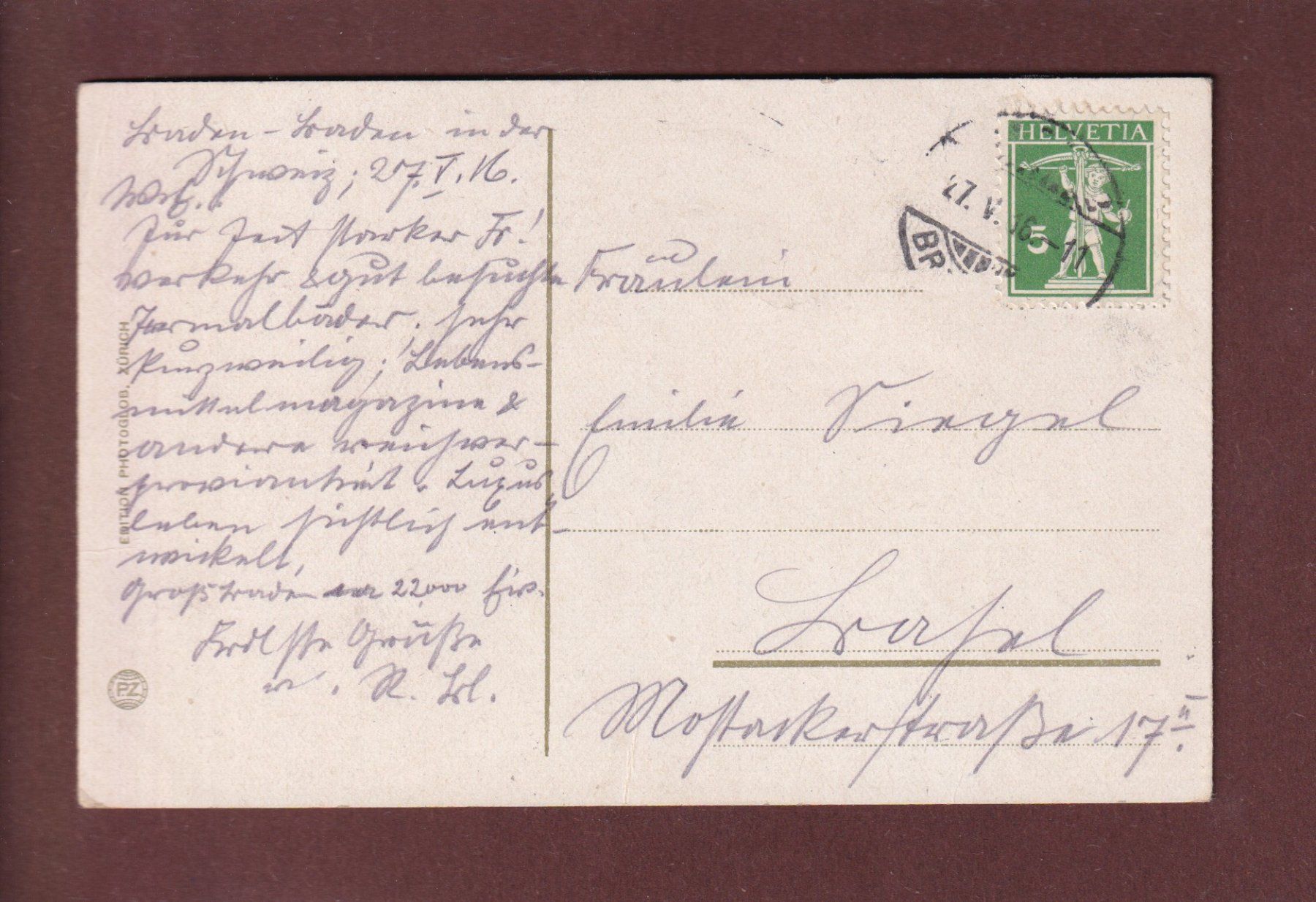 Cartoline postali: BADEN - Kasino - 1916 – Usato da Pully venduto da nicecards 1