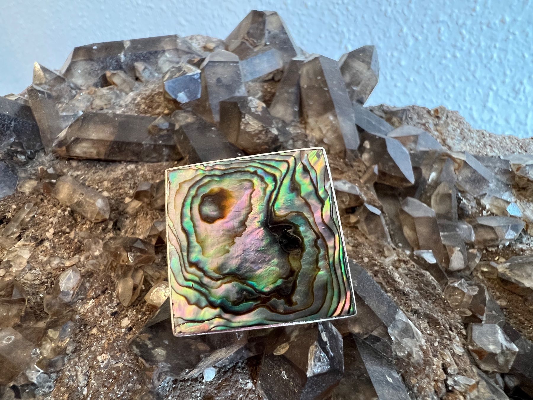 Anelli: Statement Ring quadratisch 925 Silber Abalone Paua Muschel – Nuovo (secondo la descrizione) da Bern venduto da Jiffy 2