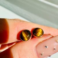 Ohrstecker rund Cabochon 8mm 925 Silber roségold Tigerauge