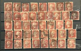 Lot de timbres Grande-Bretagne Penny Red oblitérés