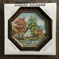Gobelin Stickbild Landschaft zum Aussticken /Echtholzrahmen