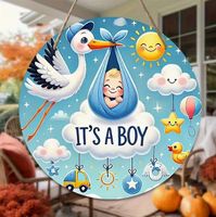 2-D DEKOSCHILD *ITS A BOY, STORCH* 20X20CM NEU