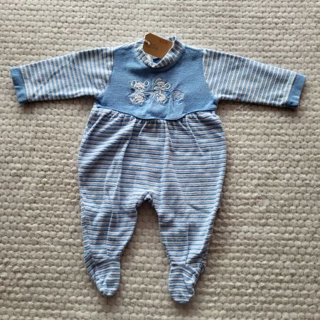 Baby-Strampler hellblau-weiss gestreift