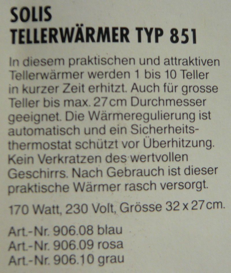Elettrodomestici da cucina: Teller-wärmer – Usato da Ruggell venduto da Dolce9 1