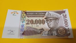 Seltene 20'000 Neue Zaires Banknote von Zaire, 1996!