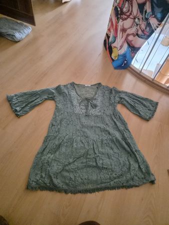 Kleid Damen Spitzen-Kleid mit Pailletten und Franseen