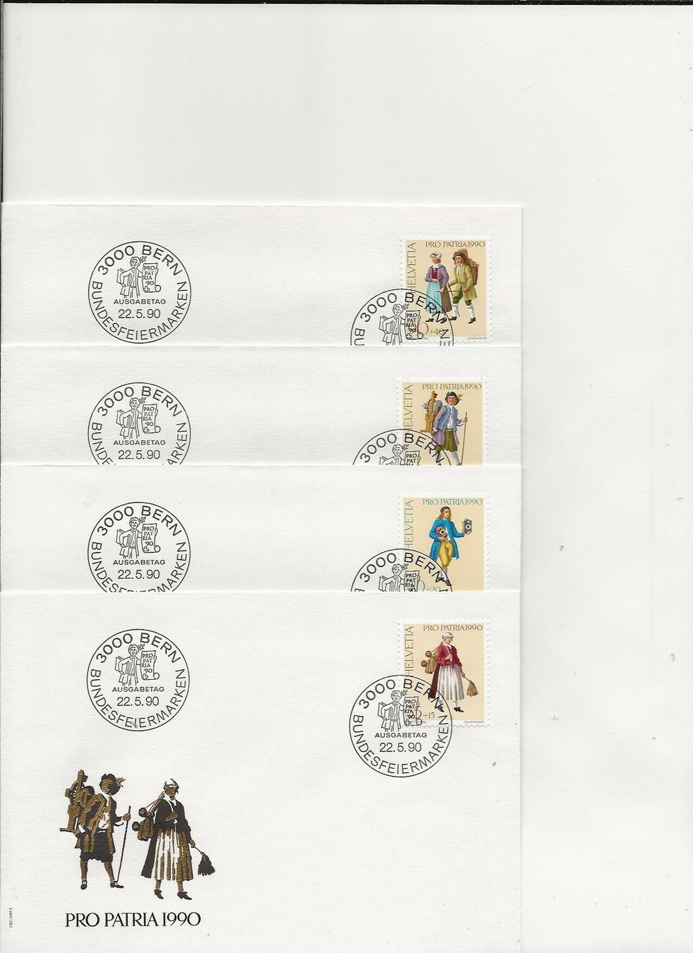 Tous les timbres: 1990 Bundesfeiermarken Einzelbrief pro Wert FDC – D'occasion à Arlesheim par kuhnphila