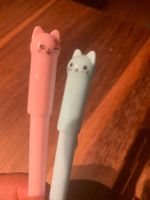 2 Stifte blau und rosa / Gelstifte " Katze " - Neu