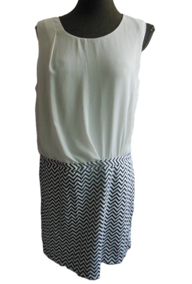 Vestiti: Gr. 42 44 kurzes Kleid creme schwarz weiss PHILDAR – Usato da Basel venduto da frausommerwind 5