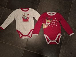 2 Weihnachts-Bodys Gr. 98 / Xmas Langarm Shirt