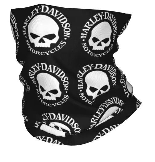 Passmontagna & Scaldacolli: Tour de cou Harley Davidson crâne noir blanc biker neuf J137 – Nuovo e nell'imballaggio originale da Allens venduto da MADE.IN.ROCK.N.ROLL