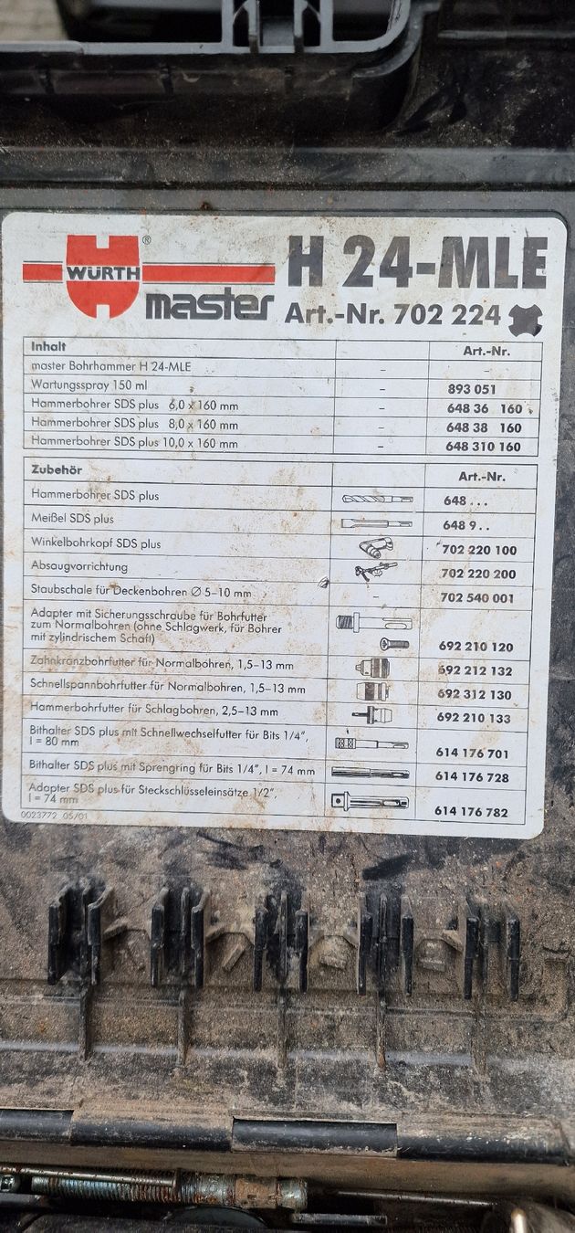 Würth Trapani: WURTH Master Bohrhammer H 24-MLE im Koffer – Usato da Tagelswangen venduto da Axel_36 1