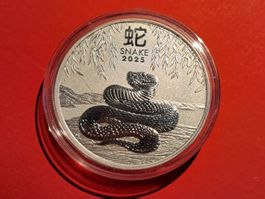 1 OZ UNZE LUNAR 2 YEAR OF THE SNAKE 2025 SCHLANGE SILBER 999