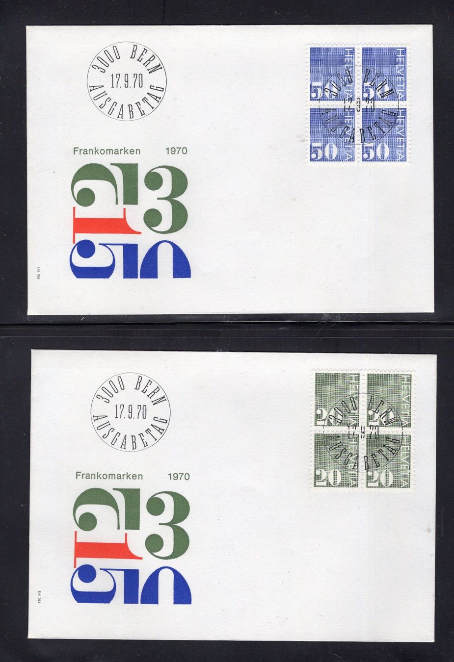 Tutti i francobolli: R2599  /  Type chiffre 1970 FDC blocs de 4 – Usato da Ste-Croix venduto da MONT-TAGNAC