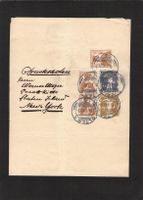 Streifband 2 Rp mit 4 x Zusatzfrankatur nach New York ,1915