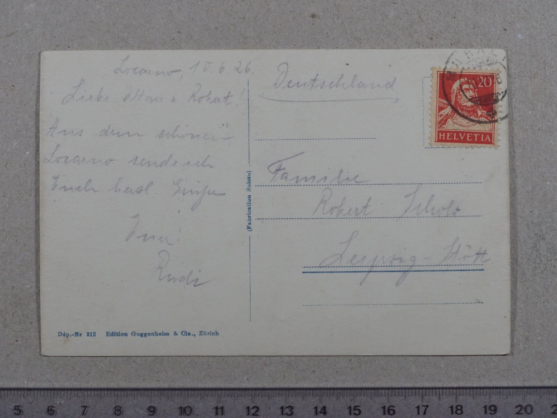 Cartoline postali: Locarno, 1926 – Usato da Lenzburg venduto da fh1 1