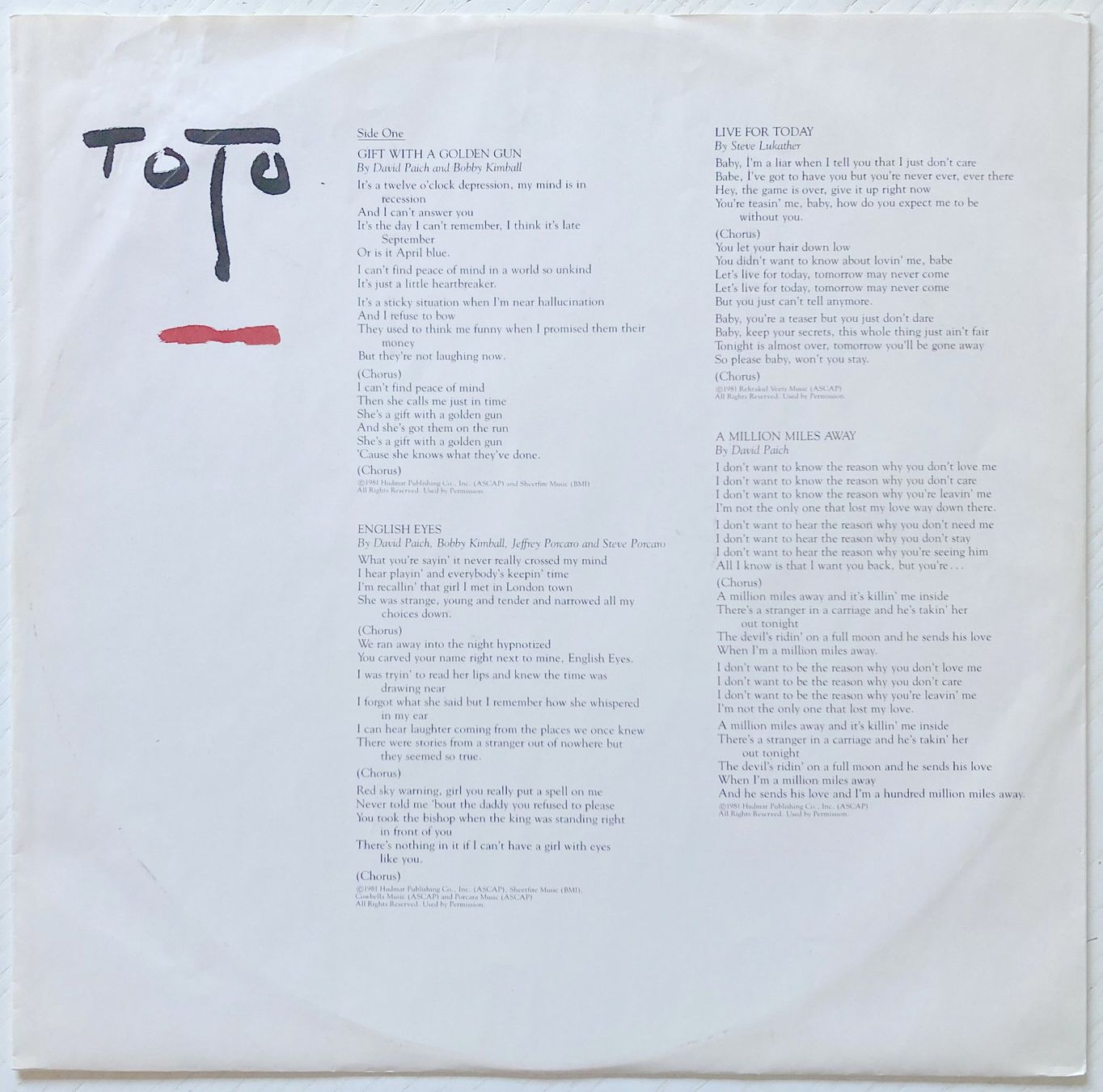 Dischi in vinile: TOTO - TURN BACK – Usato da Bottens venduto da hotter-than-hell 2