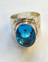 Silberring mit blauem Stein Grösse 59 Neu