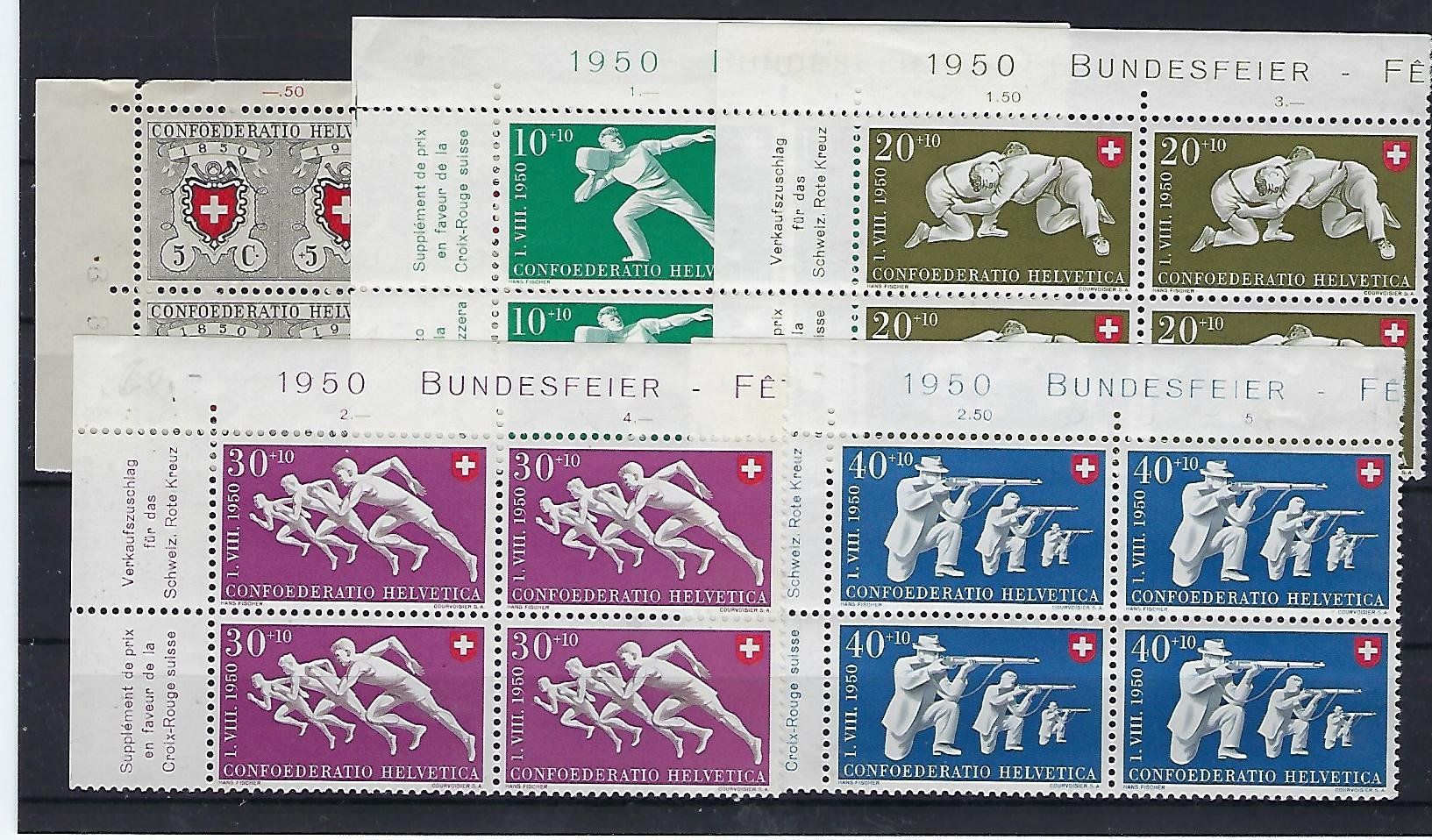Tutti i francobolli: Pro Patria Viererblocks 1950 postfrisch   15674 – Usato da Lunden venduto da Animus999