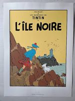 HERGÉ - Sérigraphie TINTIN : L'ILE NOIRE - Escale Paris