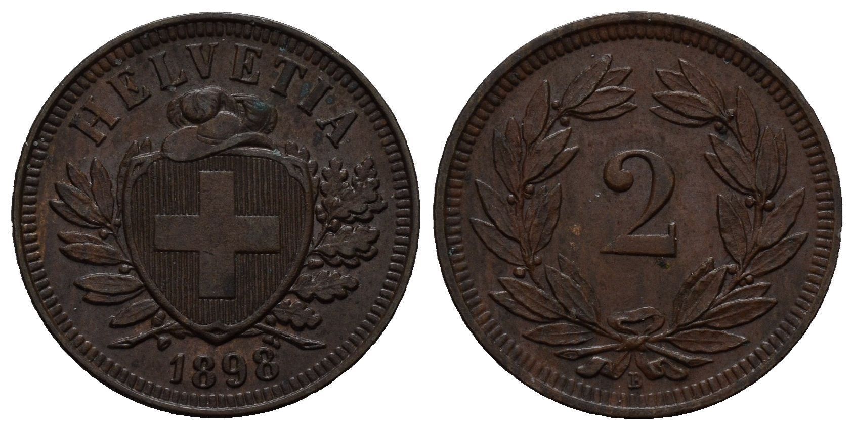 Alle Münzen: 2 Rappen 1898  /339 – Gebraucht aus Trimbach von Solothurn1