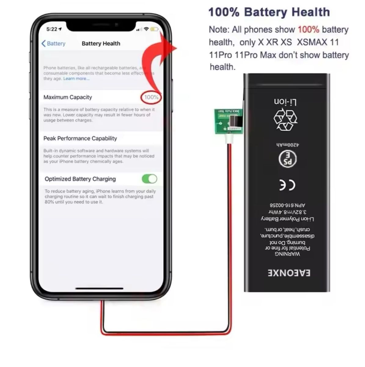 Batterie: New iPhone X Battery Replacement ca. 4000 mAh – Nuovo e nell'imballaggio originale da Altdorf UR venduto da Vince.cc 1