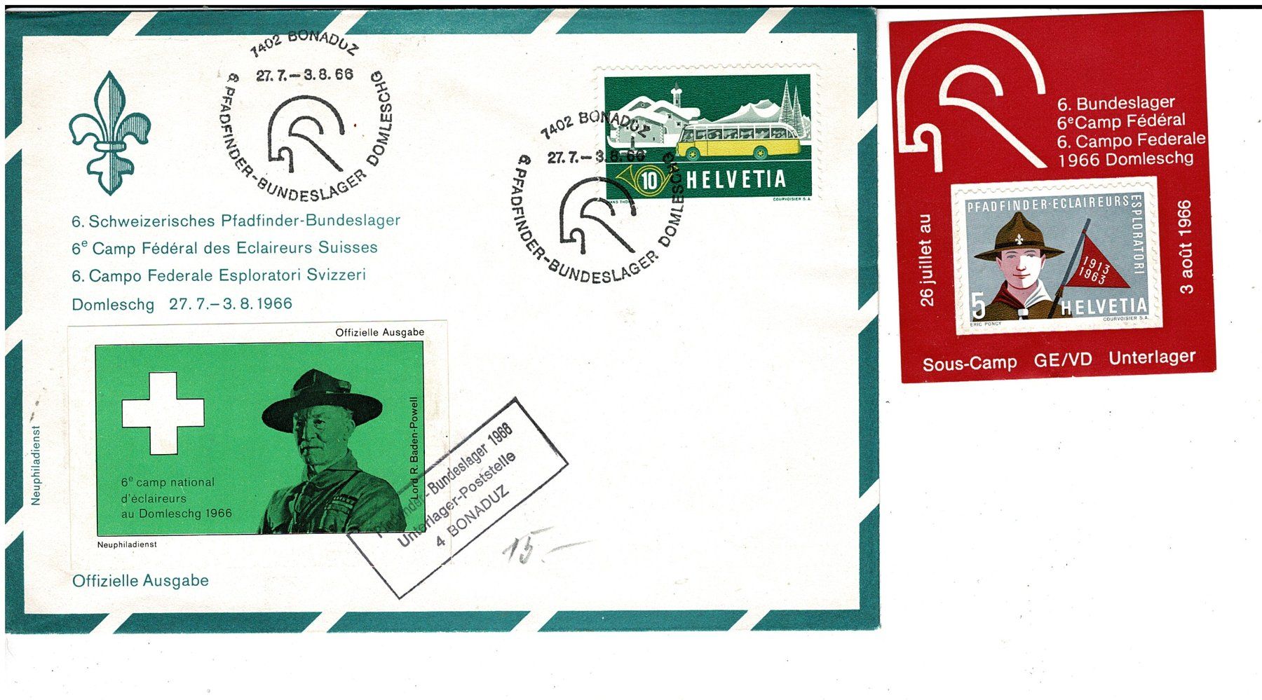 Tutti i francobolli: Brief 6. Pfadfinder-Lager 1966 – Usato da Lausanne venduto da Whorvath