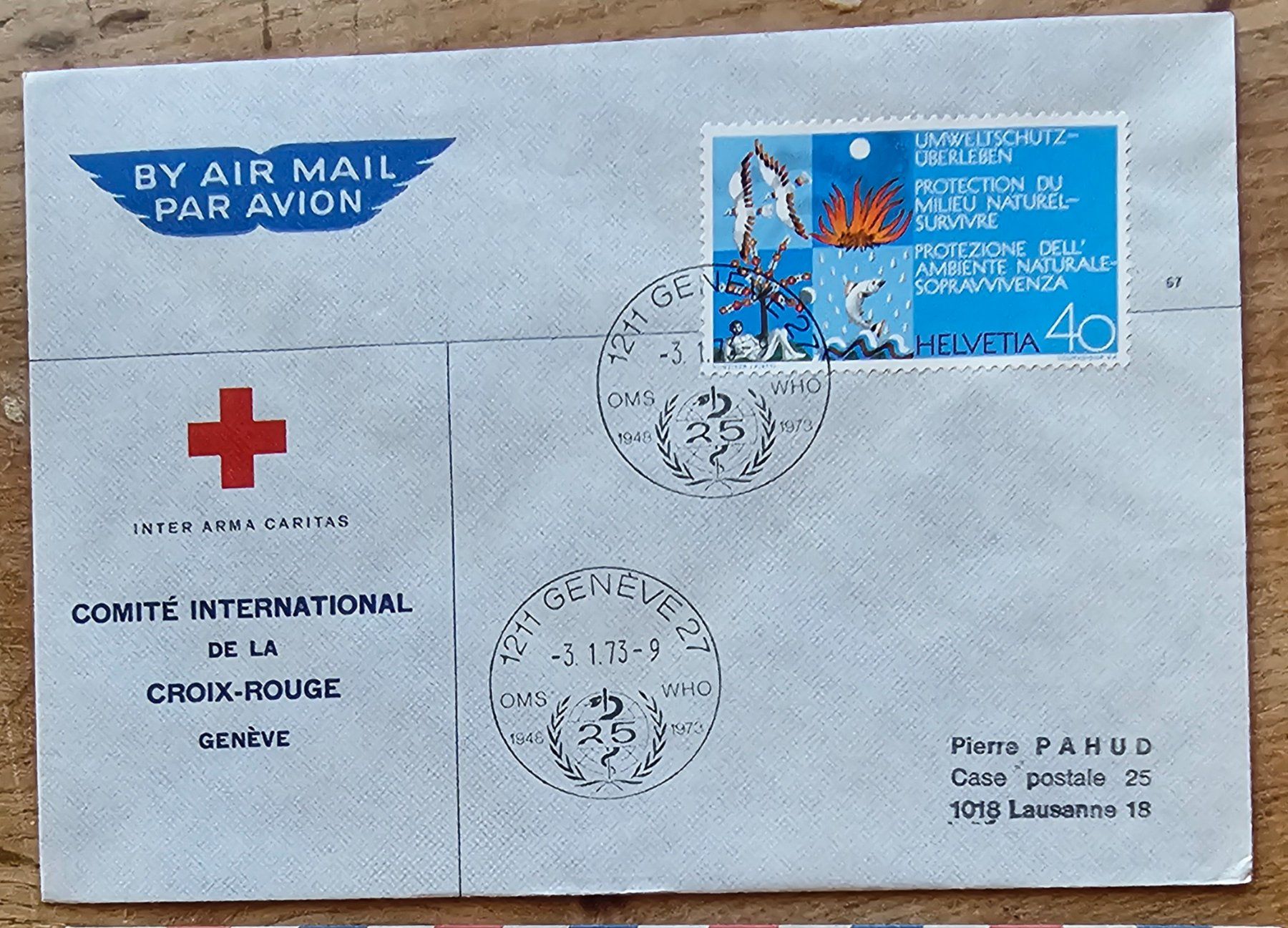 Alle Briefmarken: Lettre recommandée Croix-Rouge avec obl.spéc. OMS 3.1.73 – Neu (gemäss Beschreibung) aus Les Valettes von Nuba1